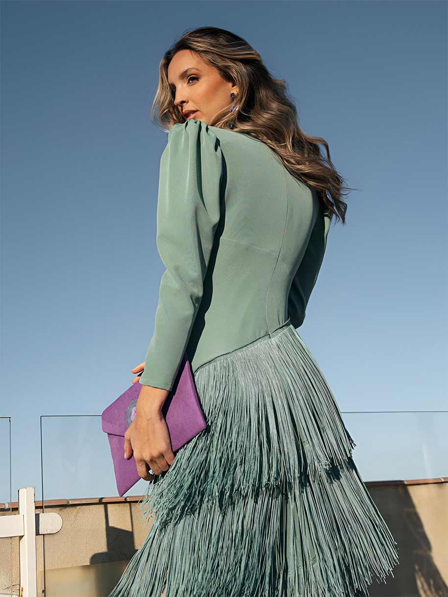 Vestido Flecos Salvia