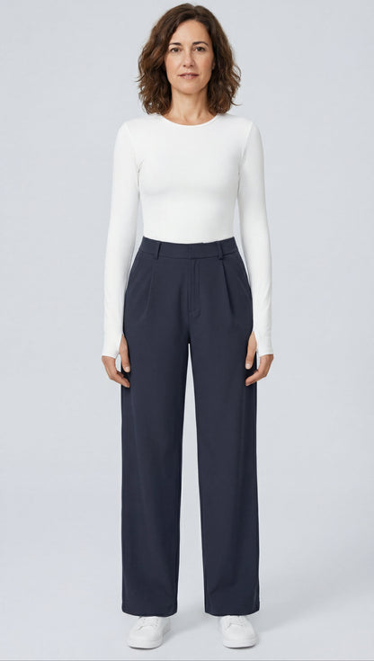 Juliana|Pantalones DayStretch de cintura alta, bolsillos y pierna recta