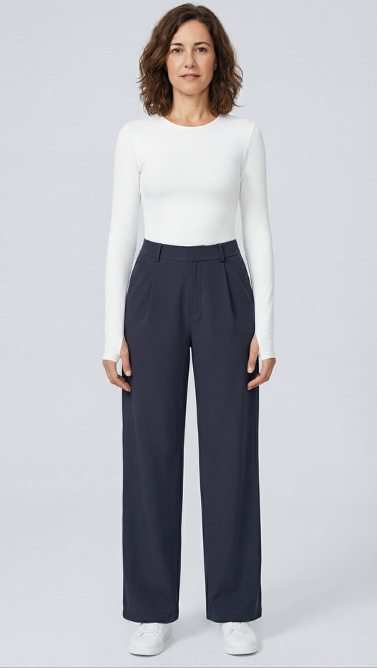Juliana|Pantalones DayStretch de cintura alta, bolsillos y pierna recta