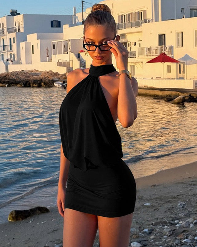 VESTIDO MINI HALTER ESPALDA DESCUBIERTA