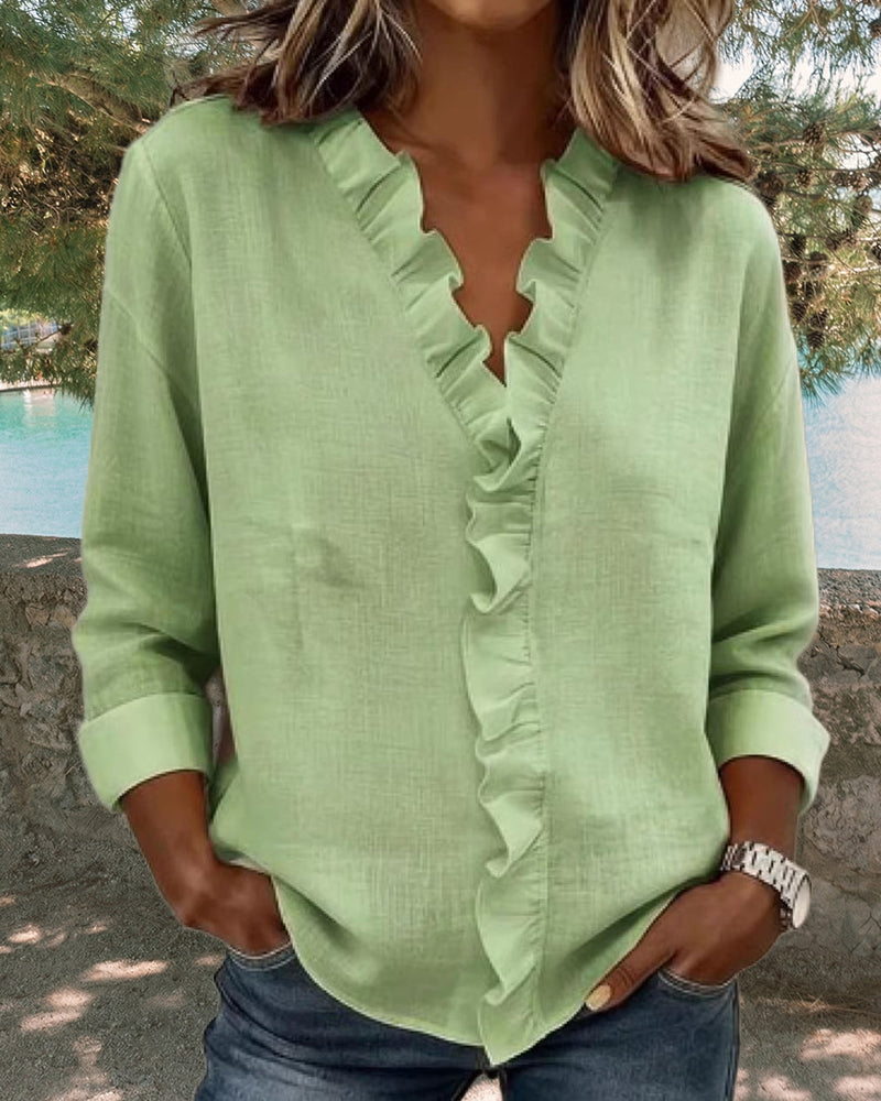 Chiara™ | Blusa con escote en V y delicados volantes