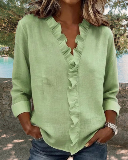Chiara™ | Blusa con escote en V y delicados volantes