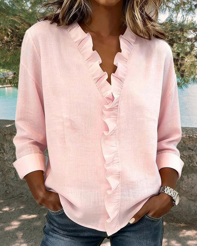 Chiara™ | Blusa con escote en V y delicados volantes