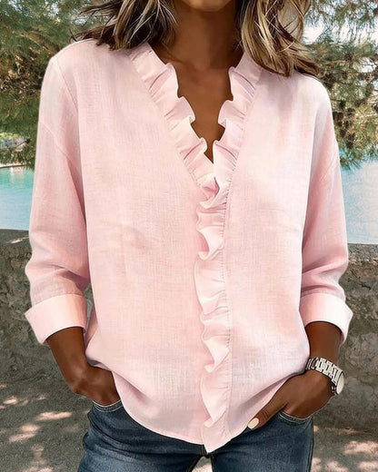 Chiara™ | Blusa con escote en V y delicados volantes