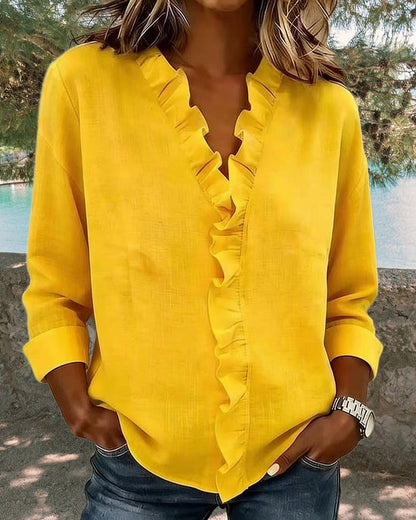 Chiara™ | Blusa con escote en V y delicados volantes